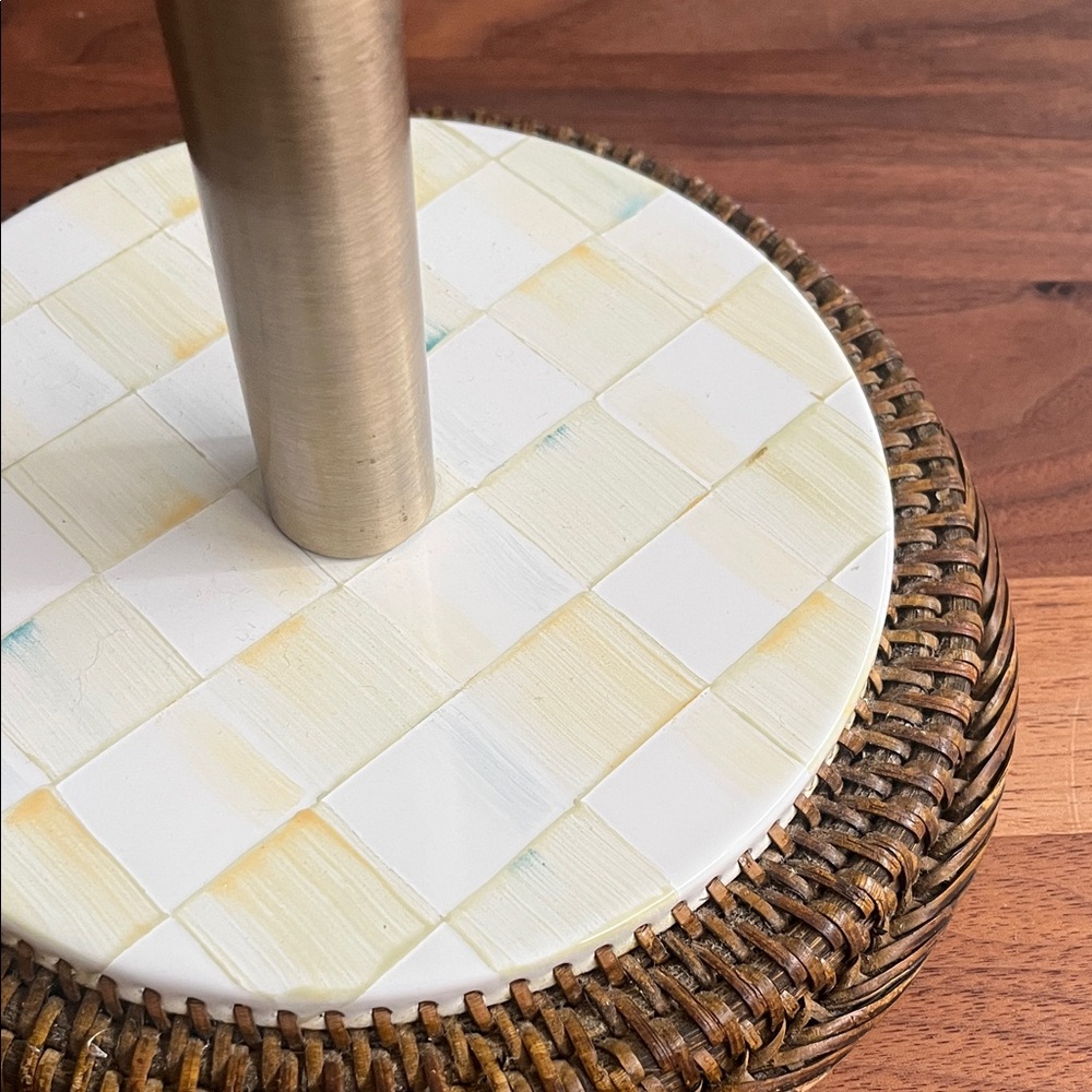 MacKenzie-Childs Parchment Check Enamel Paper Towel Holder